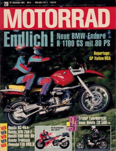 MOTORRAD 20/1993 – BMW R 1100 GS; Test Honda CB 500; Suzuki DR Big 800 S, hier als VMC-Gespann