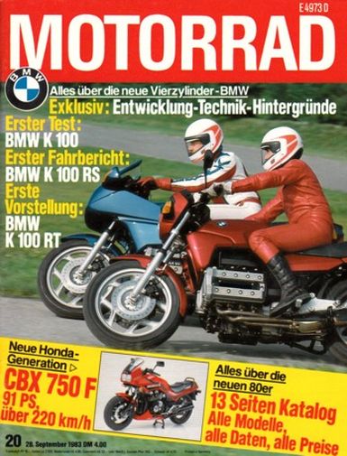 MOTORRAD 20/1983 – Test BMW K 100 mit 66 kW (90 PS) Test & Technik; Test BMW K 100 RS mit 66 kW (90 PS) im Test