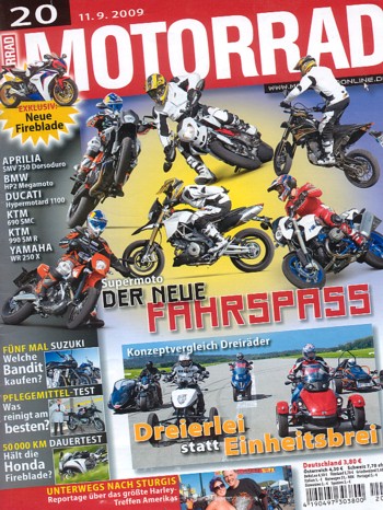 MOTORRAD 20/2009 – Aprilia SMV 750 Dorsoduro; BMW HP2 Megamoto; Ducati Hypermotard 1100; KTM 690 Supermoto