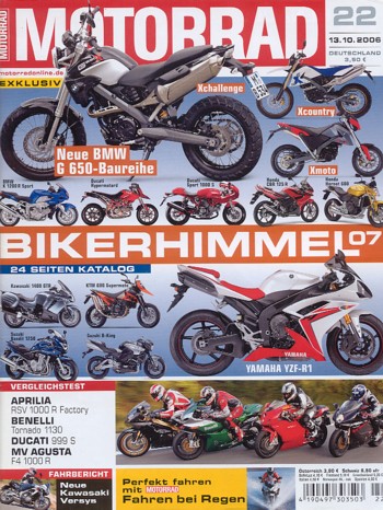 MOTORRAD 22/2006 – Kawasaki Versys; Aprilia Tuono 1000 R Factory; Aprilia RSV 1000 R Factory; Benelli Tornado Tre 1130