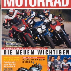 MOTORRAD 22/2002 – Aprilia Tuono; Ducati Monster S4; Triumph Speed Triple; Test Kawasaki ZZ-R 1200