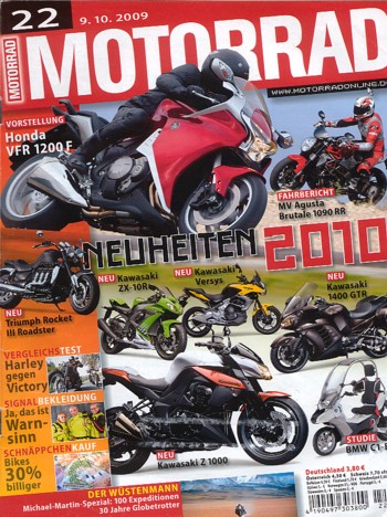 MOTORRAD 22/2009 – Honda VFR 1200 F; Vorstellung Triumph Rocket III Roadster; Test MV Agusta Brutale 990 R