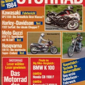 MOTORRAD 23/1983 – Test Kawasaki GPZ 550 mit 48 kW (65 PS) im Test; Test Harley-Davidson Softail mit 47 kW (64 PS) Test & Technik