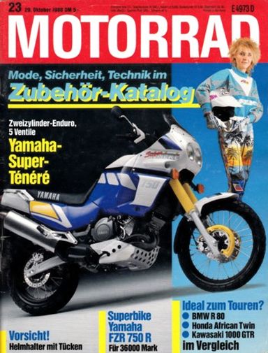 MOTORRAD 23/1988 – BMW R 80; Honda XRV 650 Africa Twin; Kawasaki GTR 1000; Test Bimota YB7