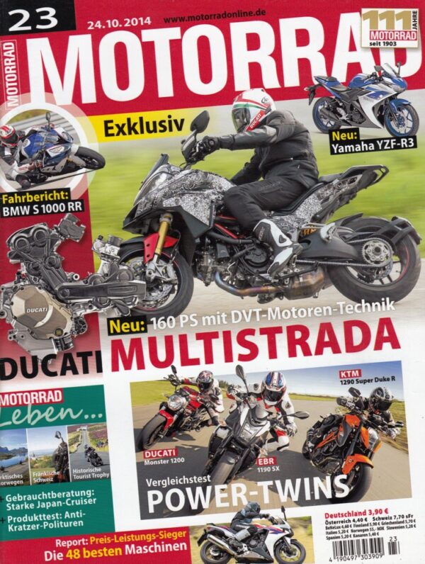 MOTORRAD 23/2014 – Yamaha YZF-R3; Test BMW S 1000 RR; Ducati Monster 1200; EBR 1190 SX