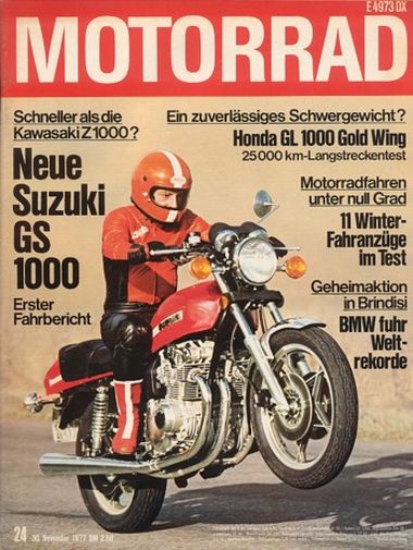 MOTORRAD 24/1977 – Suzuki GS 1000; Test Honda GL 1000 Gold Wing; Kawasaki Z 650 C / Z 650 LTD als Neuheit für 1978; Test Kreidler Flory