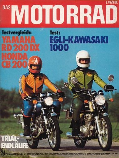 DAS MOTORRAD 24/1975 – Honda CB 200; Yamaha RD 200 DX; Egli Kawasaki 900 Z1, getunt zur Bonneville 1000