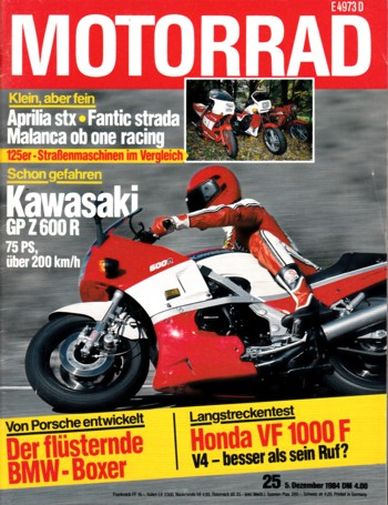 MOTORRAD 25/1984 – Test Kawasaki GPZ 600 R mit 55 kW (75 PS) im Test; Test Harley-Davidson FXRT Sport Glide mit 46 kW (63 PS) im Test