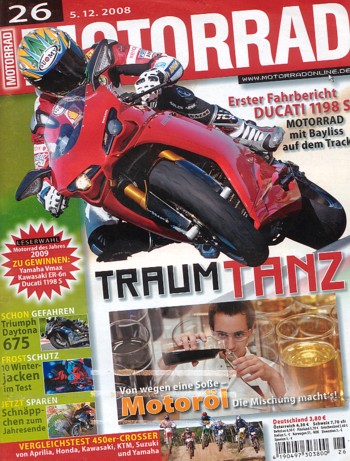 MOTORRAD 26/2008 – Test Ducati 1198 S; Test Triumph Daytona 675; Test Honda CBF 125; Test Yamaha FZ6 S2