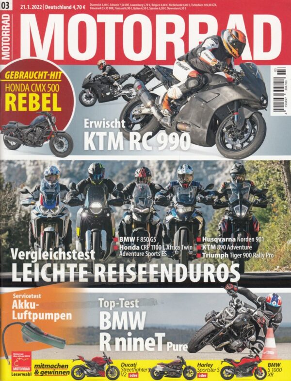 03 MOTORRAD 03/2022 – Top-Test BMW R nineT Pure, Seat Mó im Pendler-Test