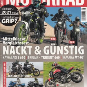 MOTORRAD 08/2021 – Kawasaki Z 650, Triumph Trident 660, Yamaha MT-07, Indian FTR 1200 S, BMW R 1250 RT, Ducati Monster