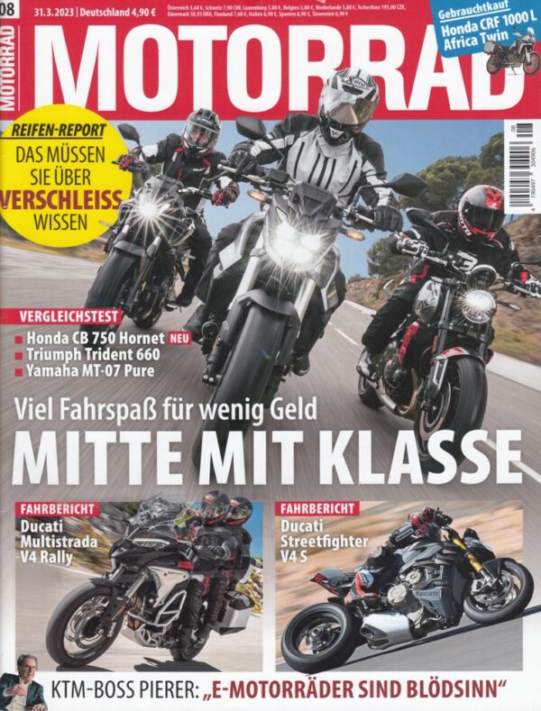 MOTORRAD 08/2023 – Honda CB 750 Hornet vs. Triumph Trident 660