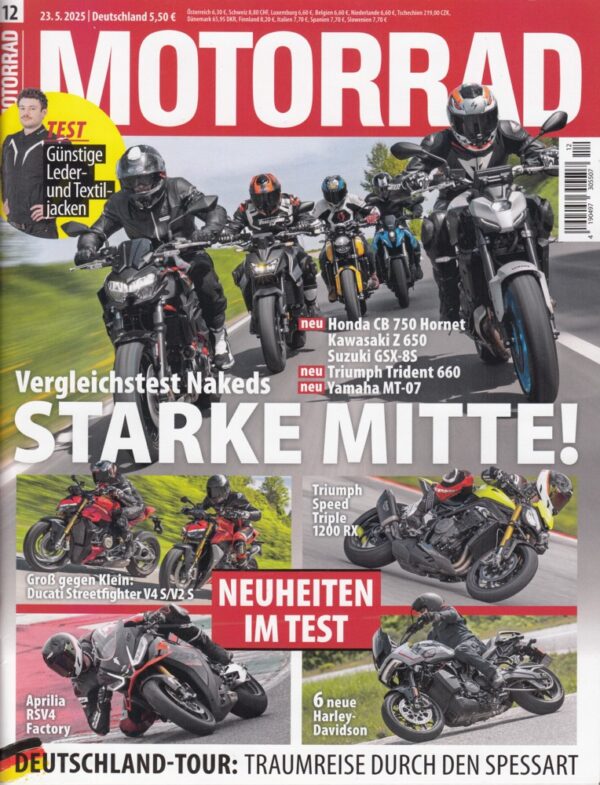 12 MOTORRAD 12/2025 – Vergleich groß vs. klein, Ducati Streetfighter V4 S vs. V2 S