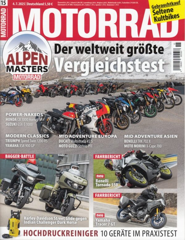 15 MOTORRAD 15/2025 – Alpen-Masters 2025; Gebrauchtkauf seltene Kult-Bikes