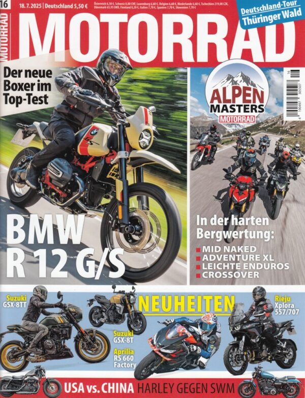 MOTORRAD 16/2025 – BMW R 12 G/S im Top-Test, Alpenmasters 2025