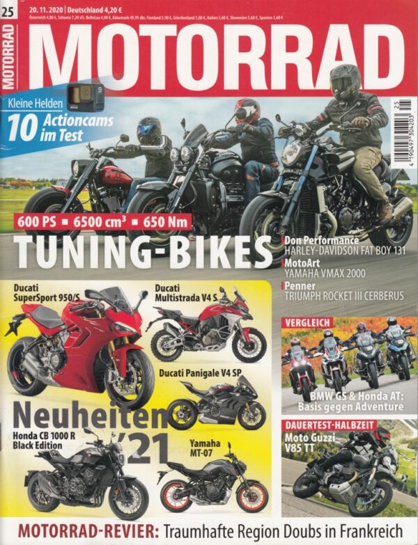 MOTORRAD 25/2020 – Tuning-Bikes, Ducati V4 S, Multistrada, Honda CB1000R, Neuheiten 2021