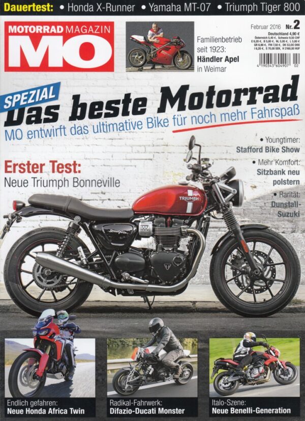 02 MO 2/2016 – Test Triumph Bonneville Street Twin; Das beste Motorrad der Welt