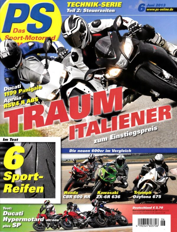 PS 6/2013 – Vergleich Honda CBR 600 RR, Kawasaki ZX-6R 636, Triumph Daytona 675