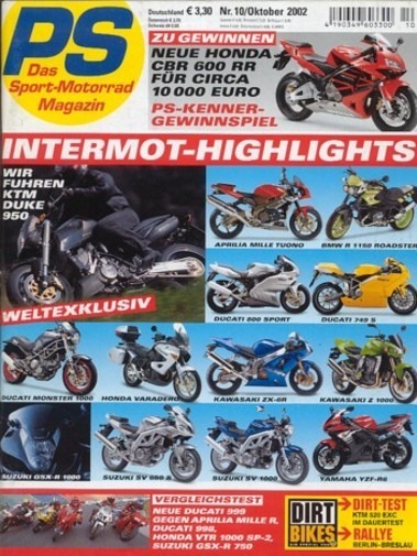 10 PS 10/2002 – Ducati 999 im Vergleich, KTM 520 EXC Racing im Dirt-Bike-Spezial